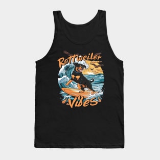 Wave Rider Rottweiler Dog Surfing Adventure Tank Top